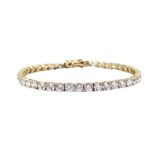9ct Yellow Gold Cubic Zirconia Tennis Bracelet 7"