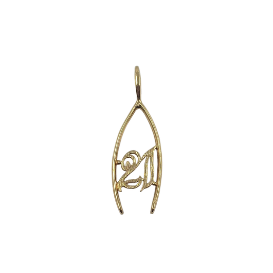 9ct Yellow Gold 21 Wishbone Pendant