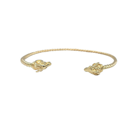 14ct Yellow Gold Ram Head Torque Bangle
