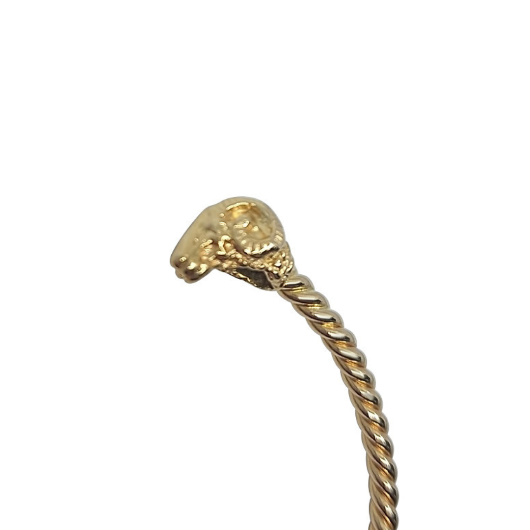 14ct Yellow Gold Ram Head Torque Bangle