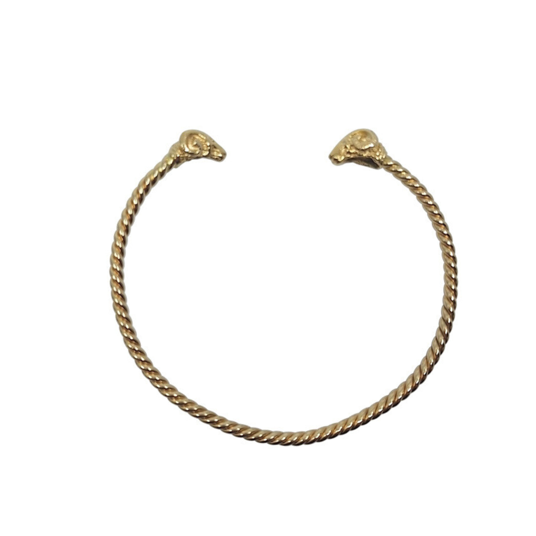 14ct Yellow Gold Ram Head Torque Bangle