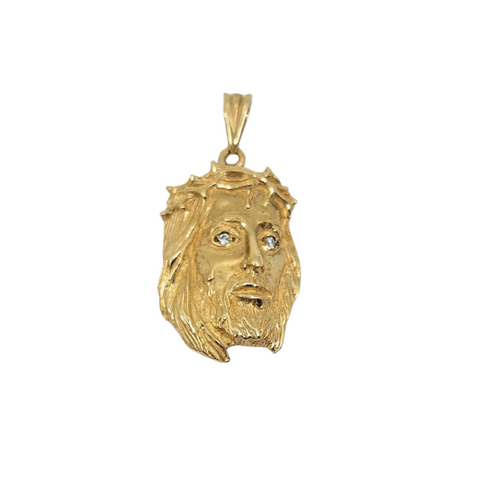 9ct Yellow Gold CZ Jesus Head Pendant