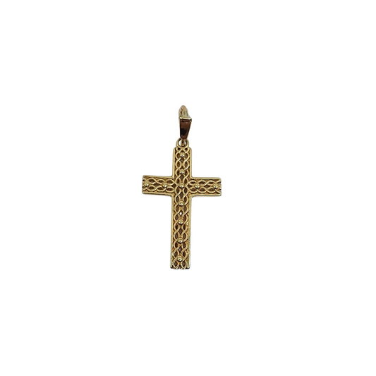 9ct Yellow Gold Patterned Cross Pendant