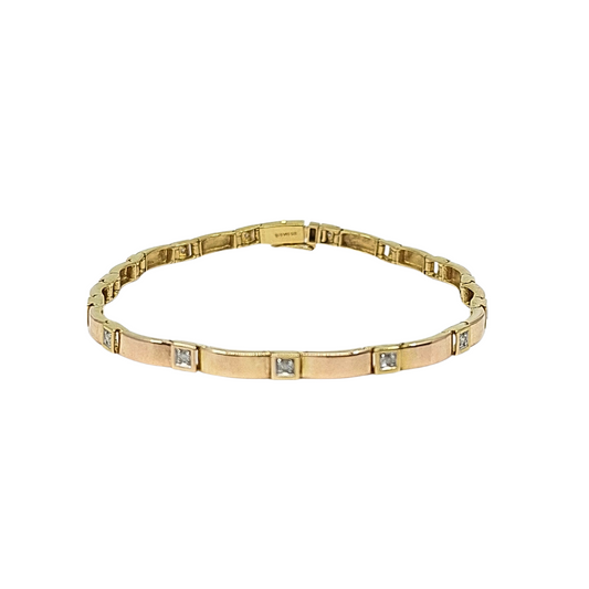 9ct Yellow Gold Diamond Set Bracelet 0.15ct