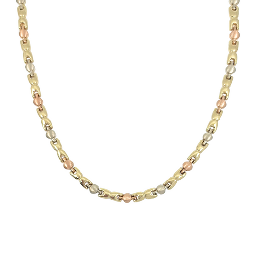 14ct Three Colour Fancy Collar Necklace 16"