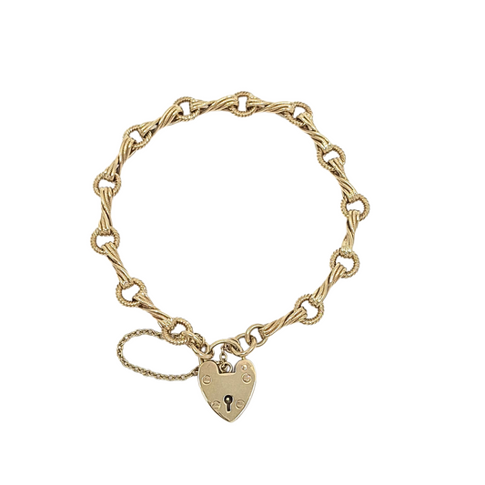 9ct Yellow Gold Fancy Link Charm Bracelet 7.5"
