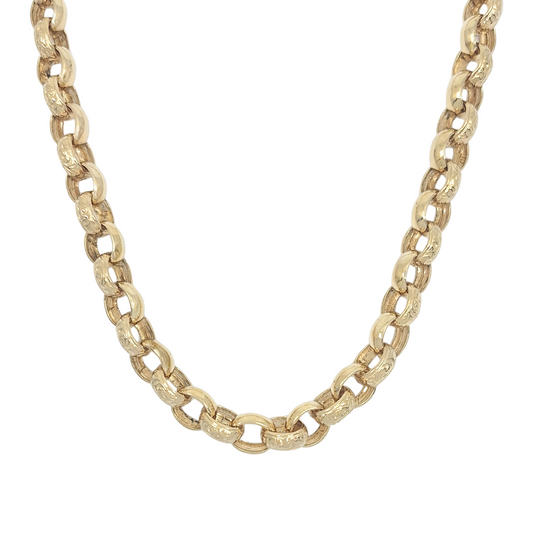 9ct Yellow Gold Patterned Belcher Chain 24"