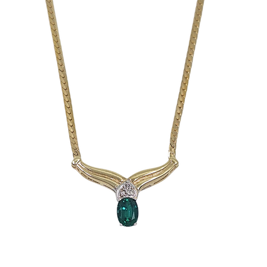 9ct Yellow Gold Gemstone necklace 16"