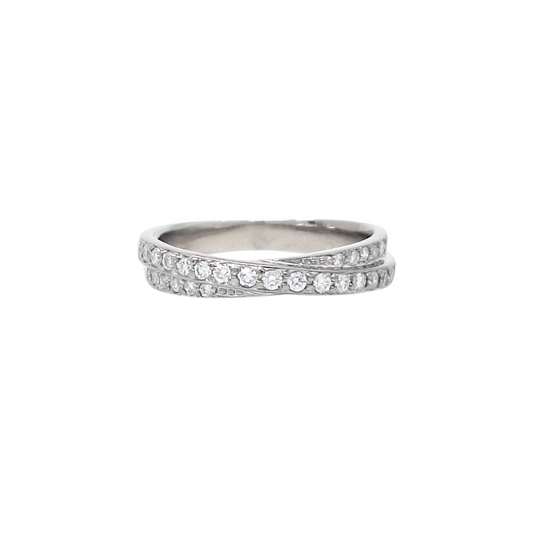 18ct White Gold Diamond Crossover Band Ring