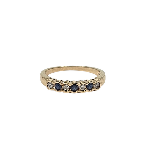 9ct Yellow Gold Sapphire & Diamond Eternity Ring