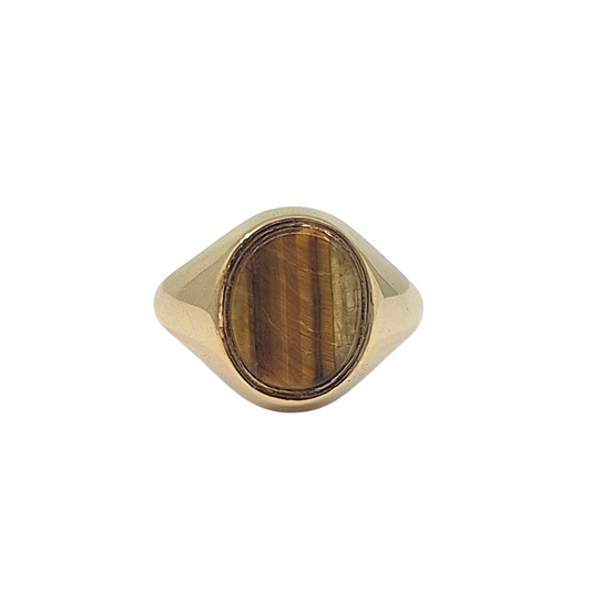 9ct Yellow Gold Tigers Eye Signet Ring