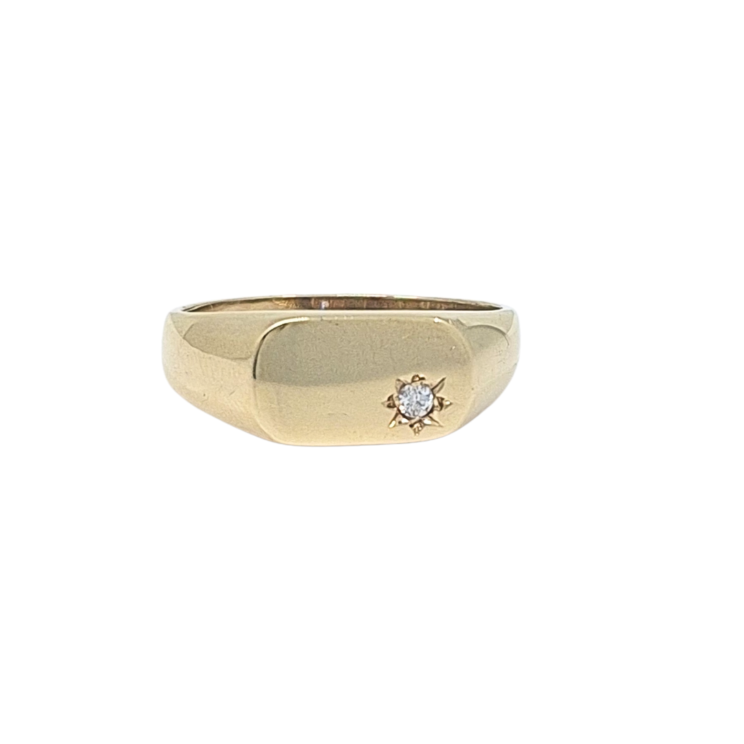 9ct Yellow Gold CZ Set Signet Ring