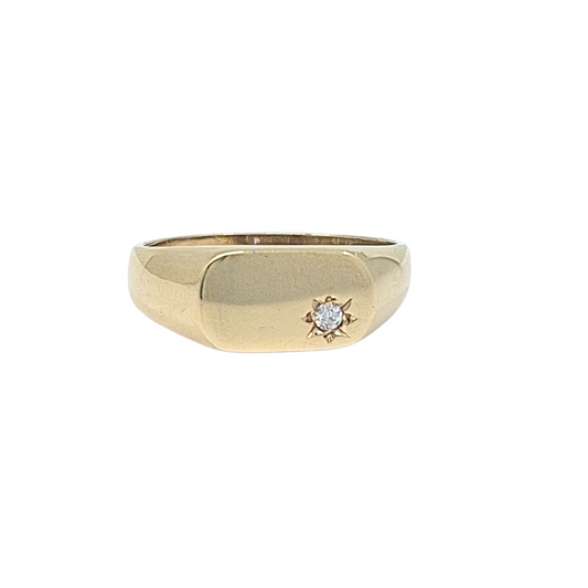 9ct Yellow Gold CZ Set Signet Ring
