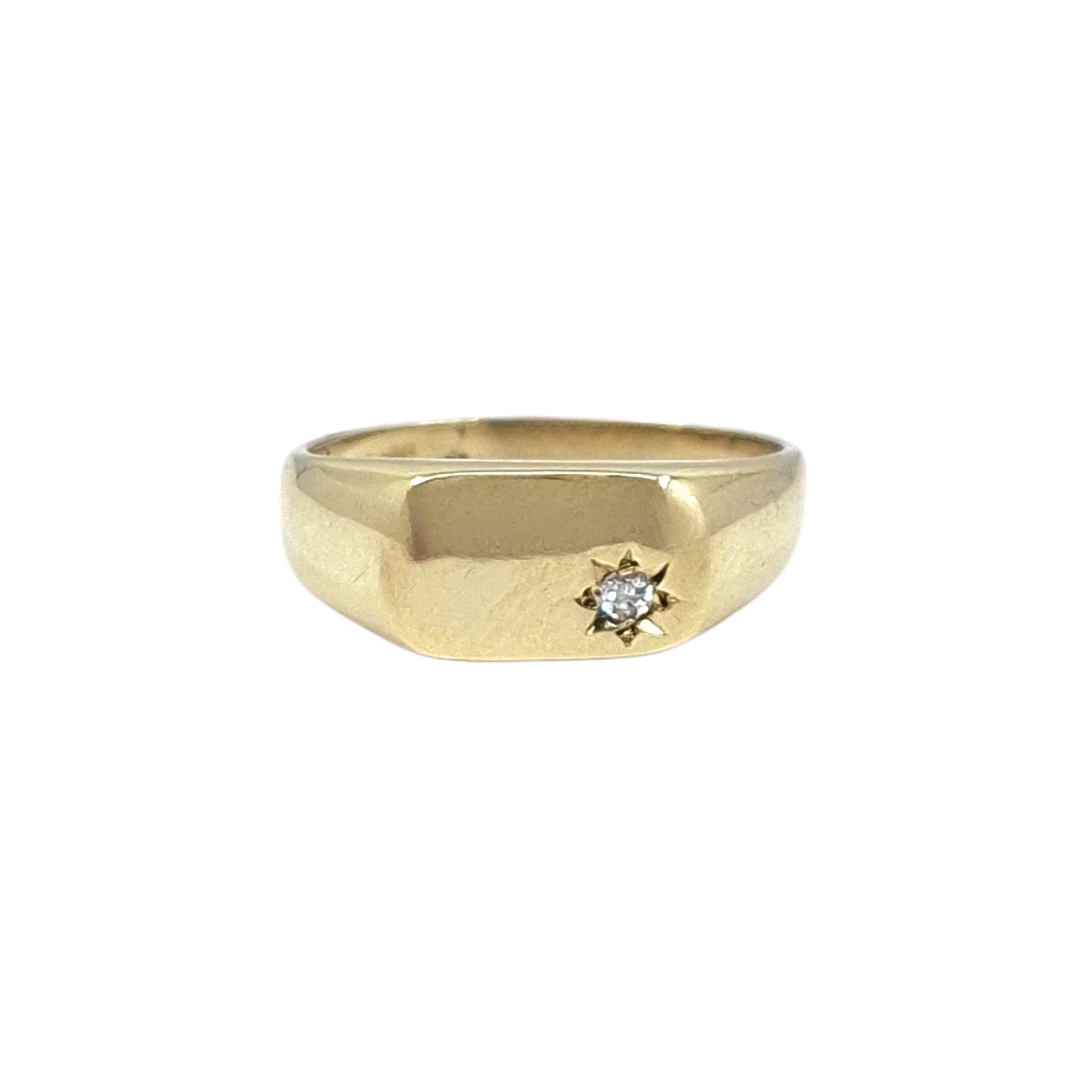 9ct Yellow Gold CZ Set Signet Ring
