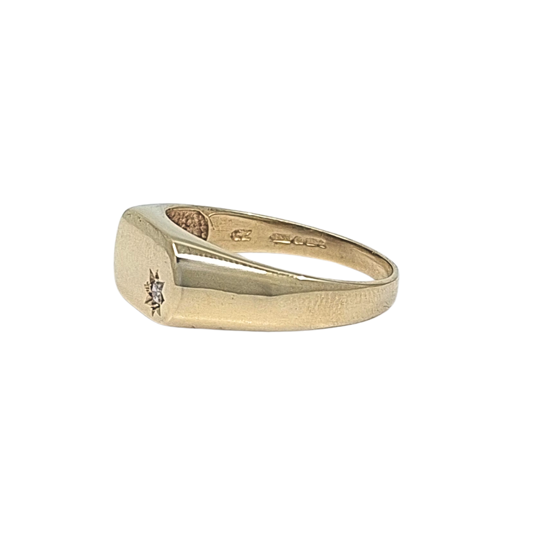 9ct Yellow Gold CZ Set Signet Ring