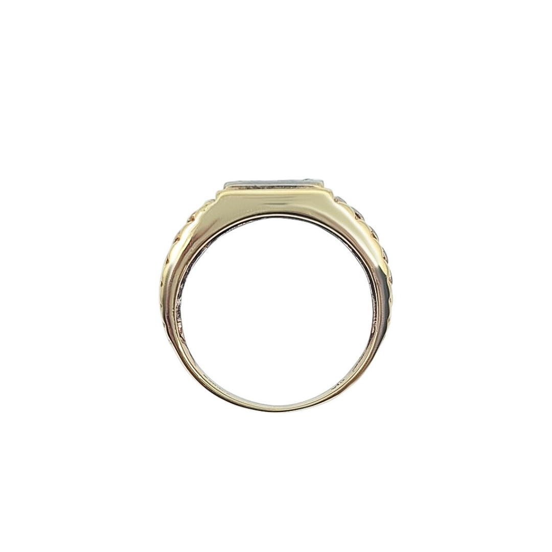 9ct Yellow Rolex Style Diamond Set Signet Ring