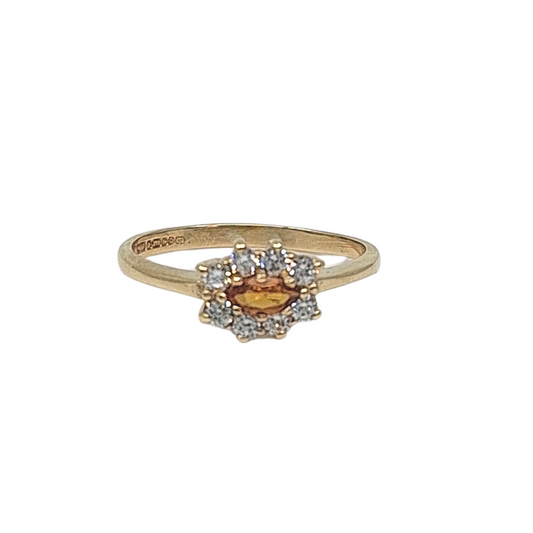 9ct Yellow Gold Citrine & CZ Ring