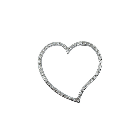 14ct White Gold CZ Heart Pendant