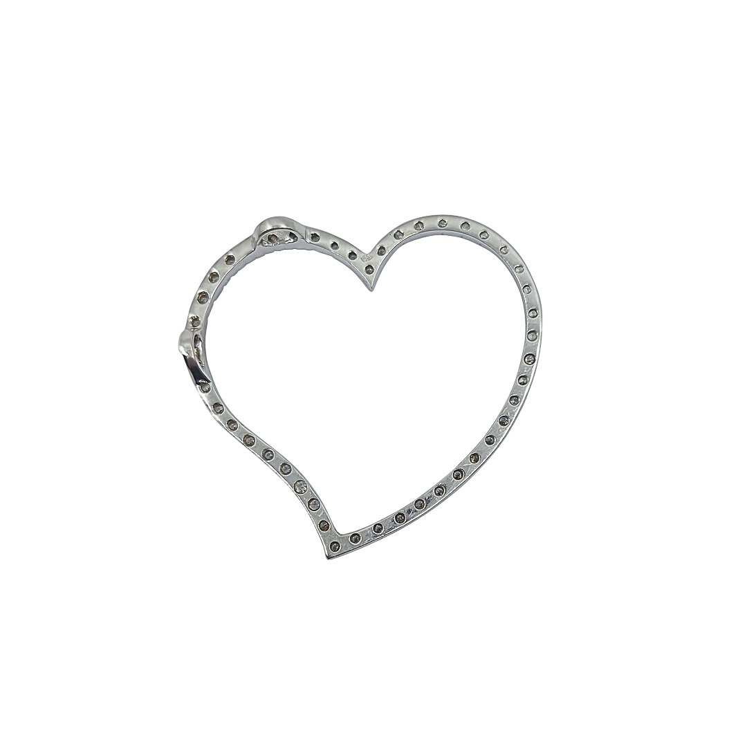 14ct White Gold CZ Heart Pendant