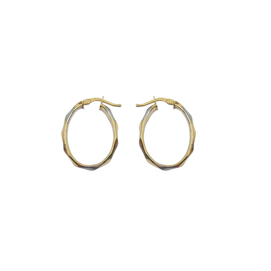 18ct Three Colour Gold Creole Earrings
