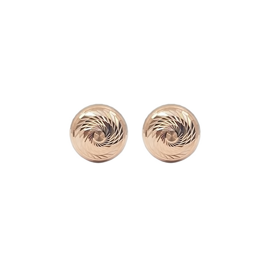18ct Rose Gold Decorative Ball Stud Earrings