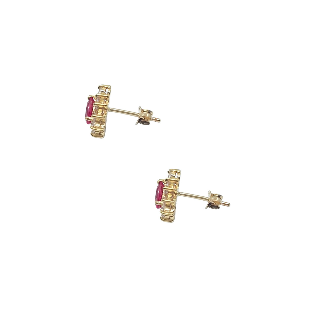 9ct Yellow Gold CZ Cluster Earrings