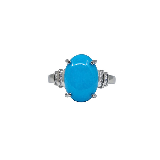 Platinum Turquoise & Diamond Ring