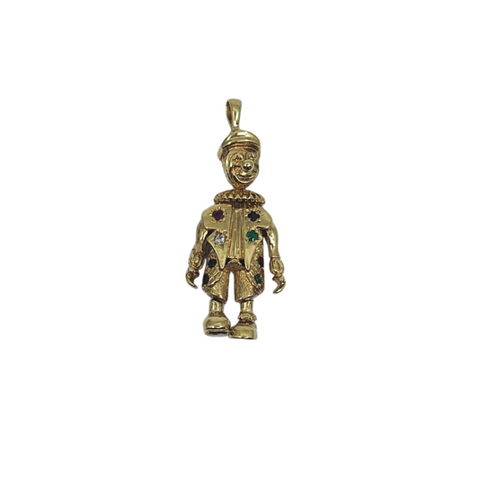 9ct Yellow Gold CZ Clown Pendant