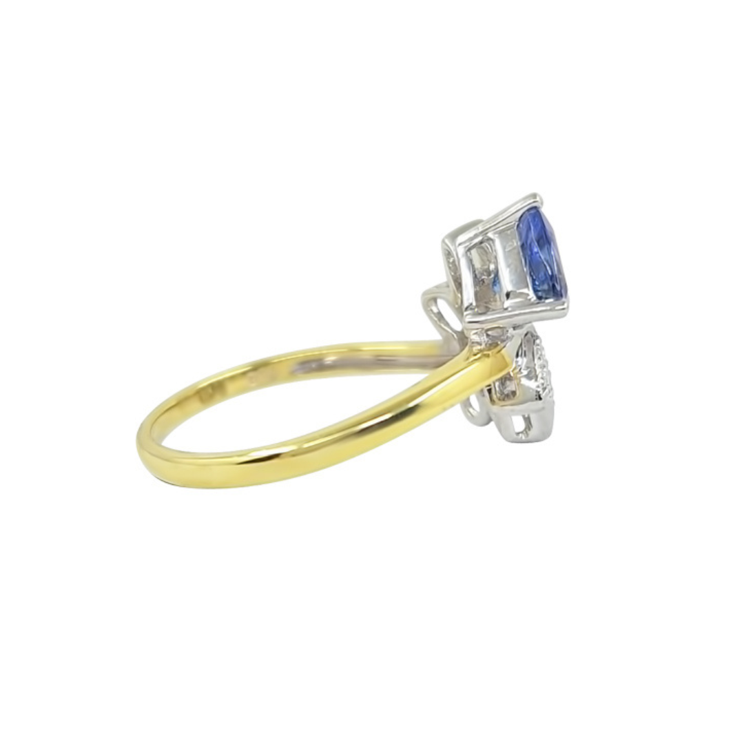 18ct Yellow Gold Tanzanite & Diamond Ring