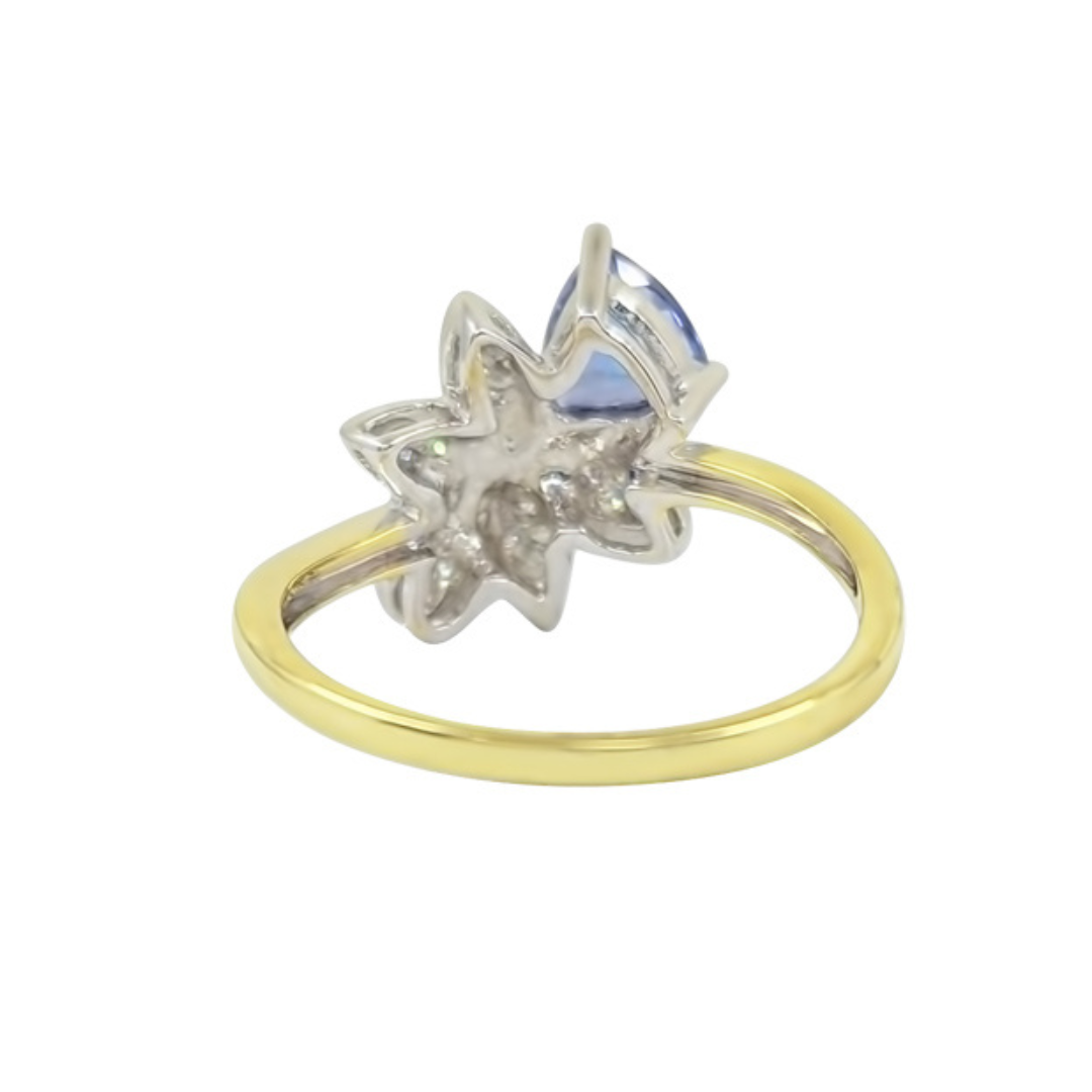 18ct Yellow Gold Tanzanite & Diamond Ring