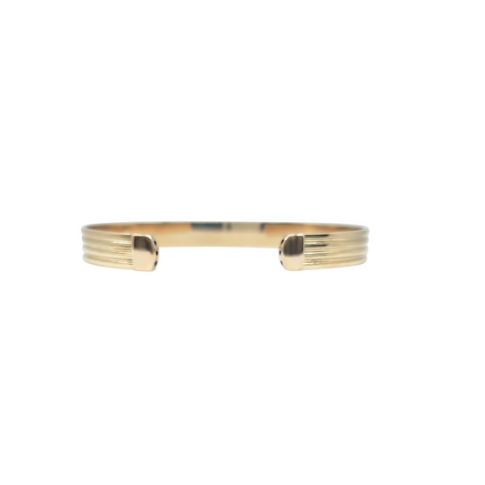 9ct Yellow Gold Lined Cuff Bangle