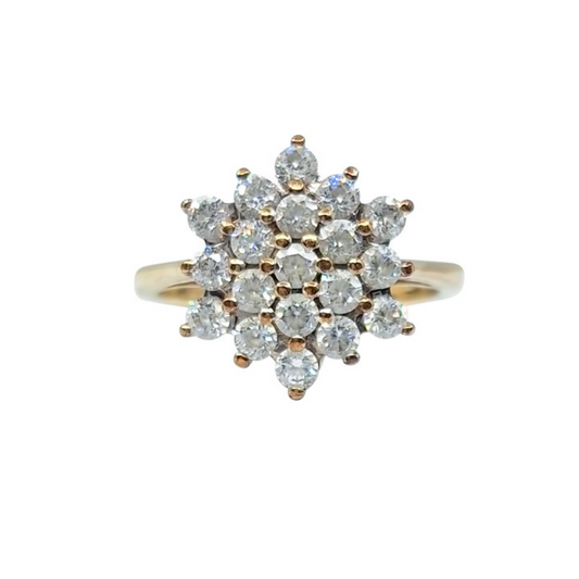 9ct Yellow Gold Cubic Zirconia Cluster ring