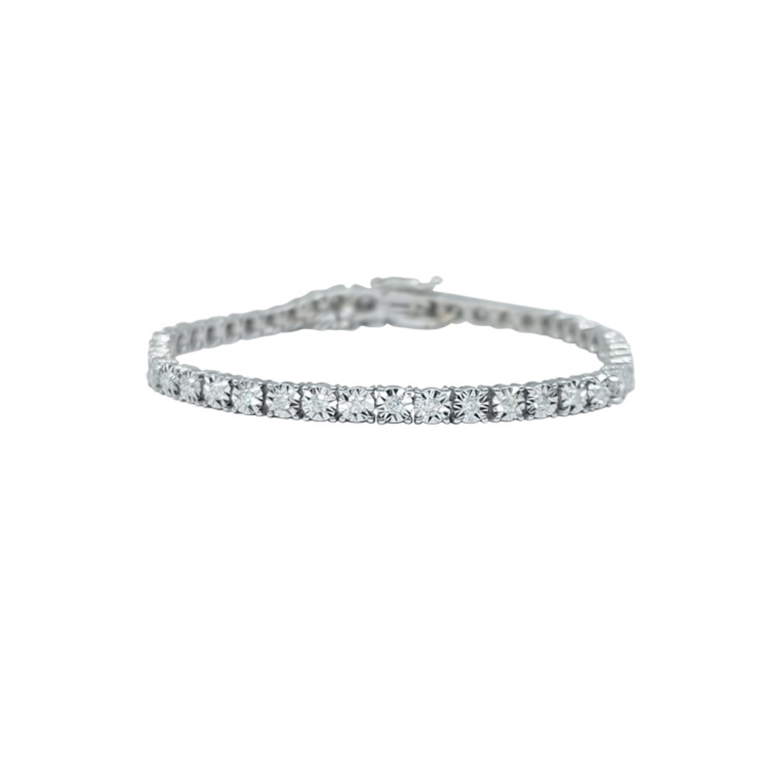 9ct White Gold Diamond Tennis Bracelet 1ct