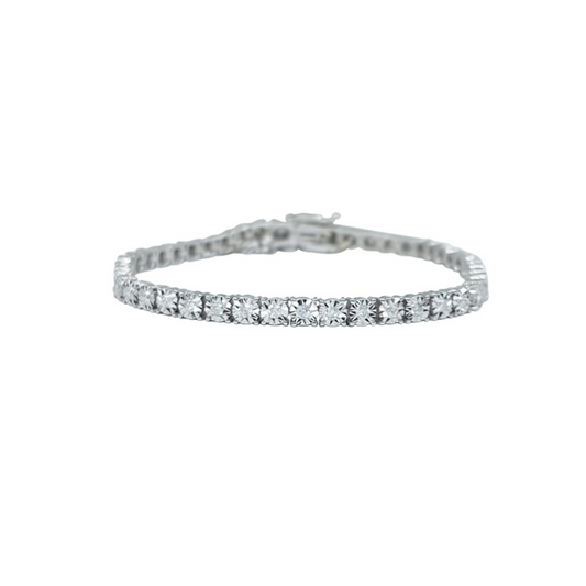9ct White Gold Diamond Tennis Bracelet 1ct
