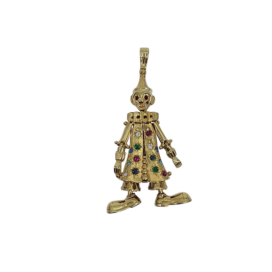 9ct Yellow Gold Large CZ Clown Pendant