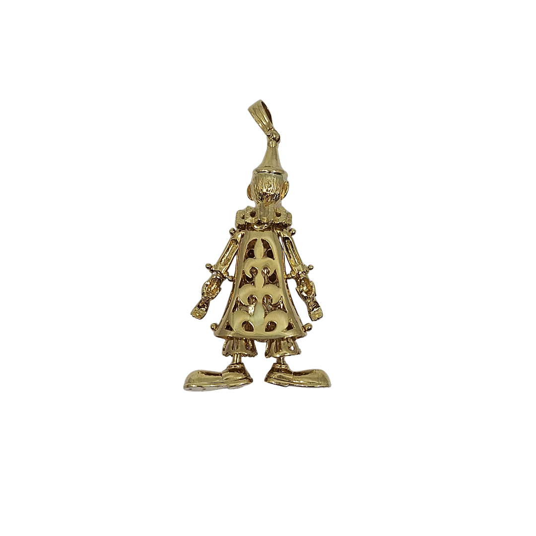 9ct Yellow Gold Large CZ Clown Pendant
