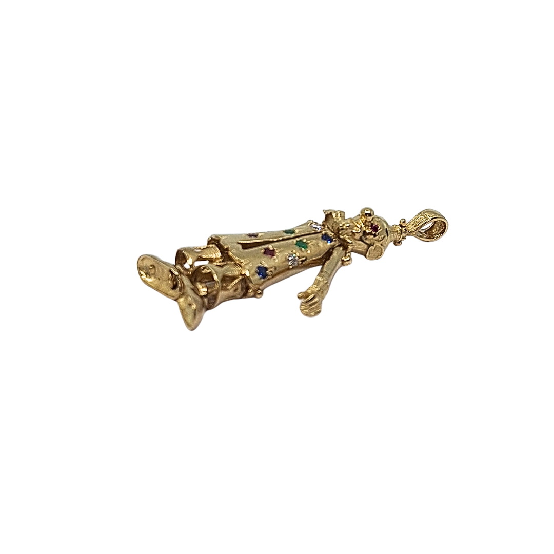 9ct Yellow Gold Large CZ Clown Pendant