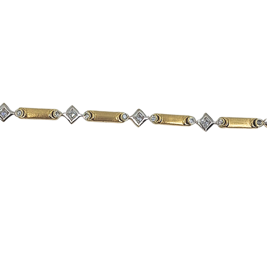 14ct Yellow & White Gold CZ Set Bracelet 8.5"