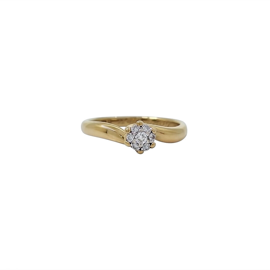 18ct Yellow Gold Diamond cluster Ring 0.10ct