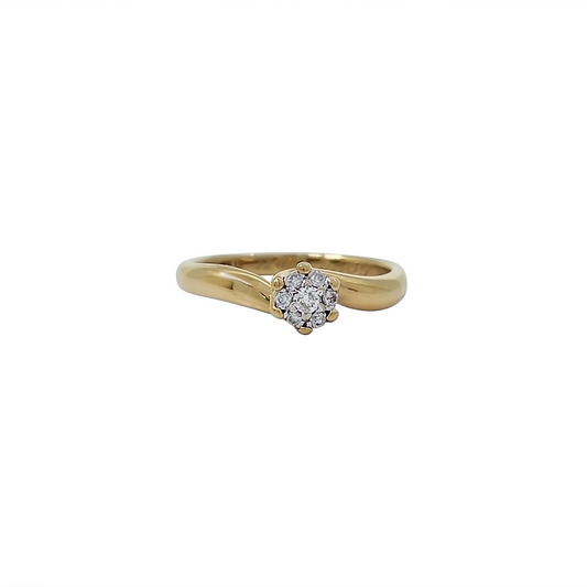 18ct Yellow Gold Diamond cluster Ring 0.10ct