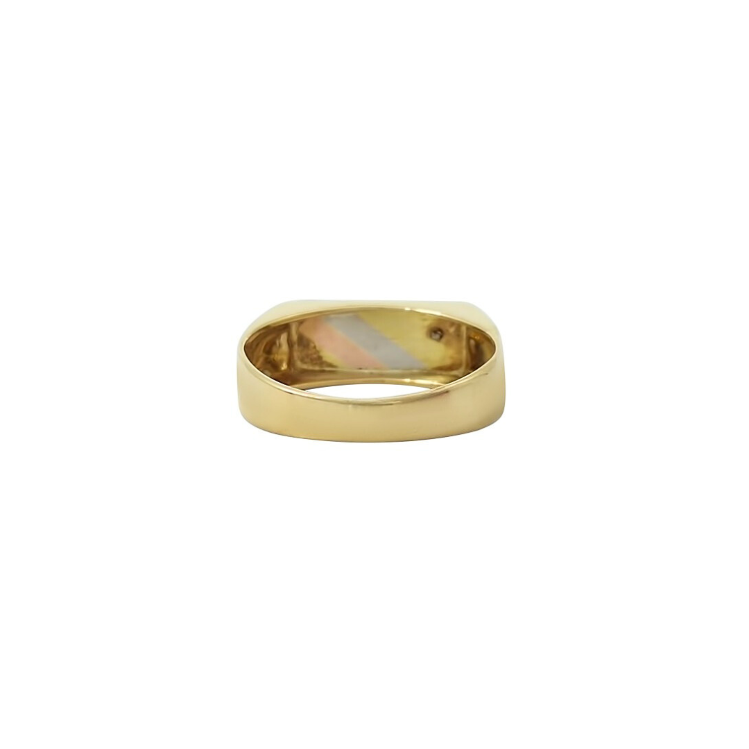 18ct Three Colour Gold Diamond Set Signet Ring
