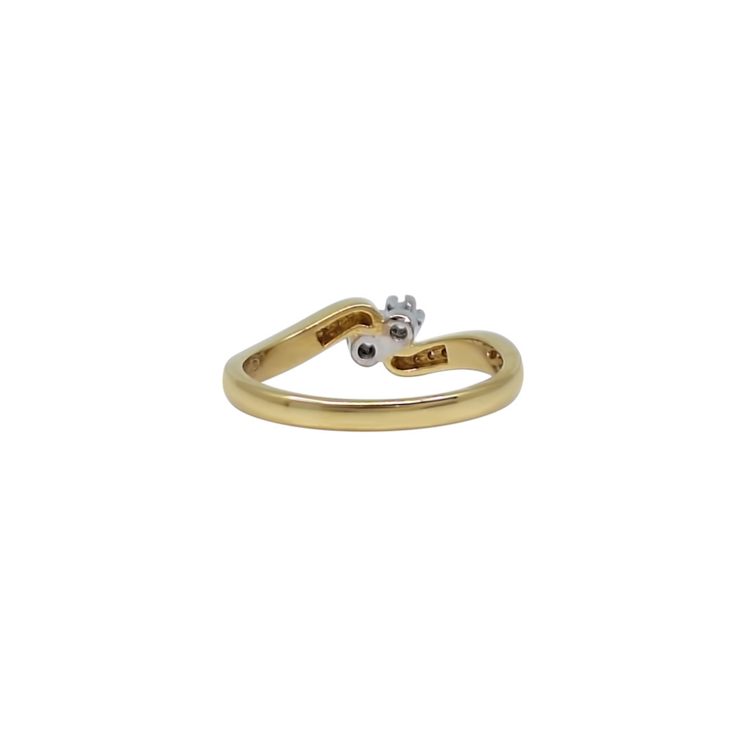 18ct Yellow Gold Two Stone Diamond Twist Ring