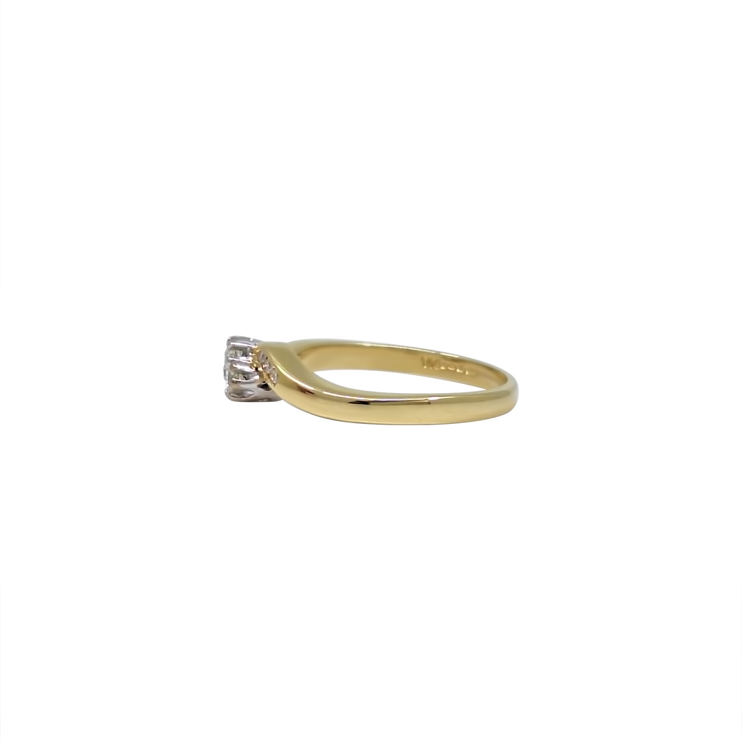 18ct Yellow Gold Two Stone Diamond Twist Ring