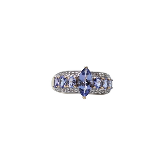 9ct Yellow Gold Tanzanite & Diamond Ring