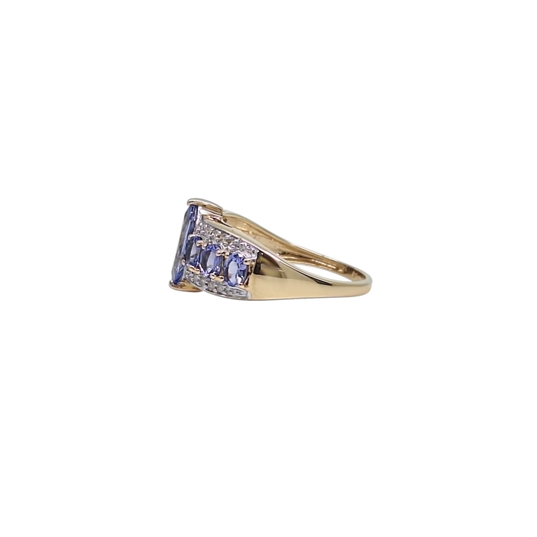 9ct Yellow Gold Tanzanite & Diamond Ring