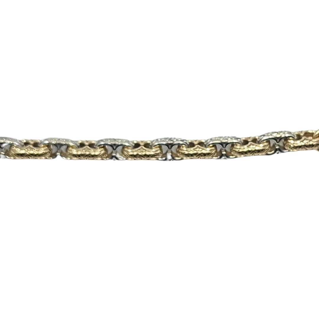 9ct Yellow & White Gold Fancy Marine Link Bracelet 9"