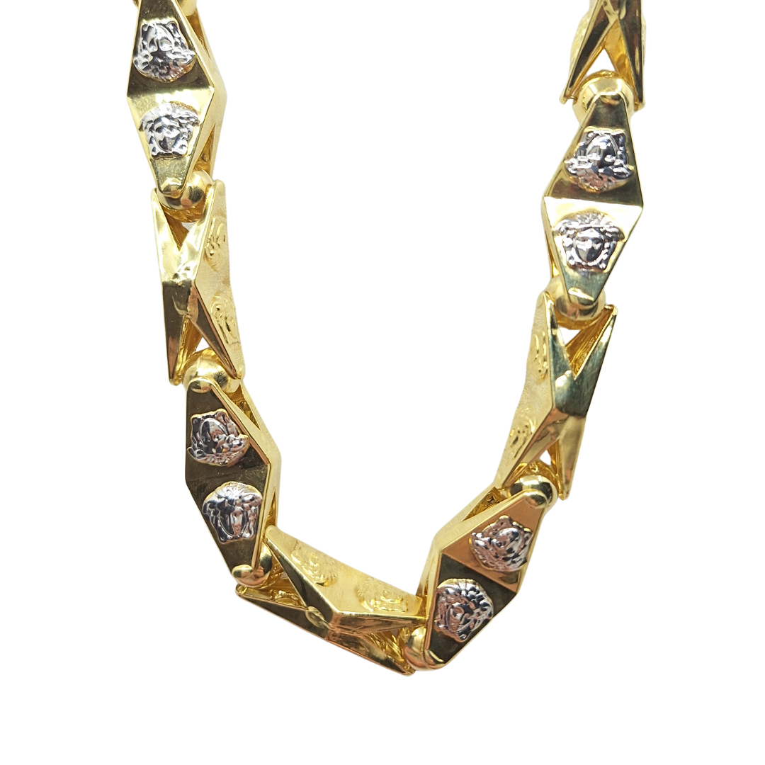 14ct Yellow & White Gold Versace Style Chain 25"