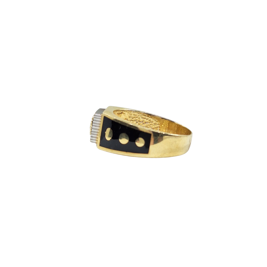 14ct Yellow Gold Black Versace Style Ring