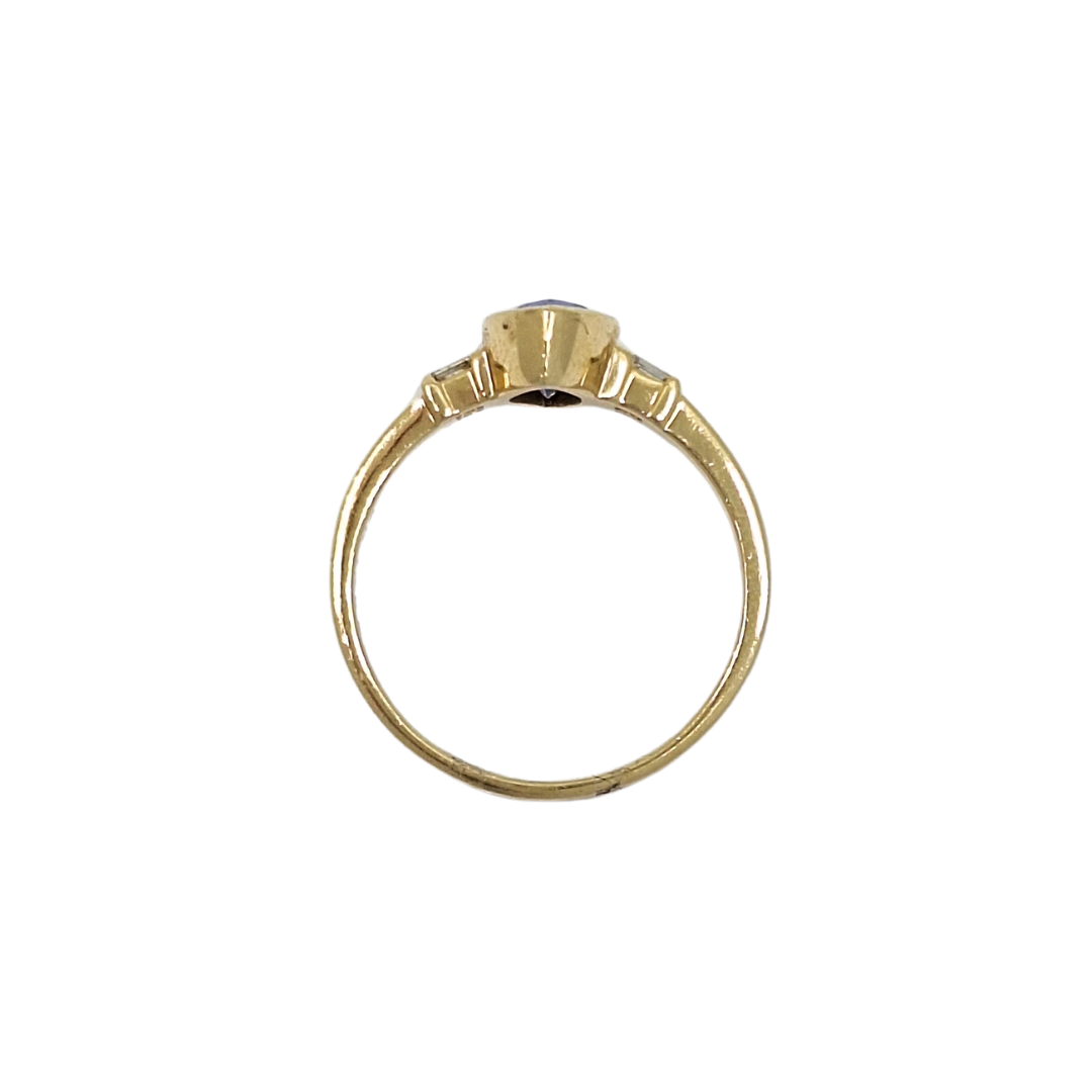 14ct Yellow Gold Tanzanite & Diamond Ring