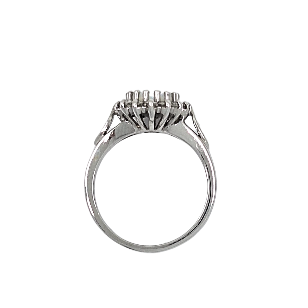18ct White Gold Opal & Diamond Cluster Ring